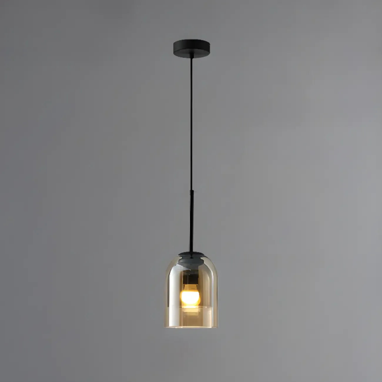 Modern Metal Gray Glass Cylinder Pendant Light
