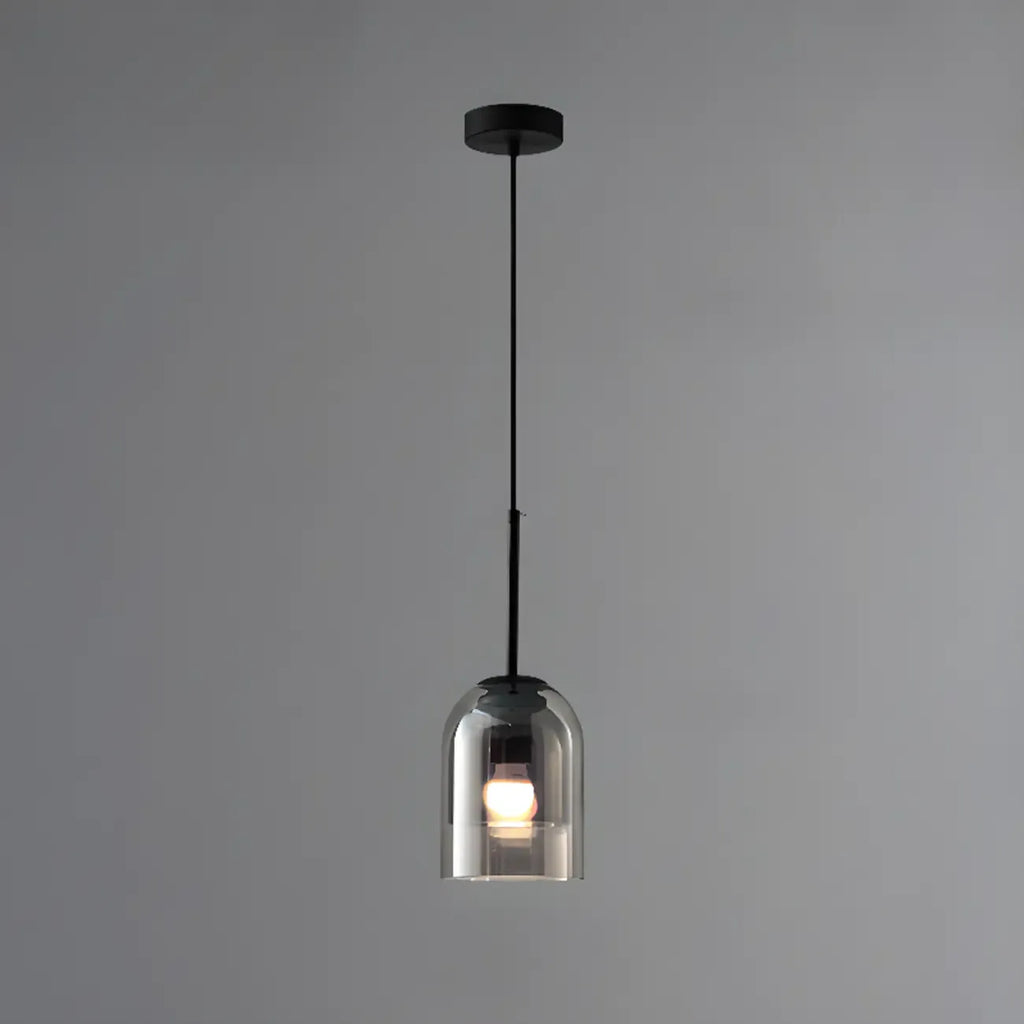 Modern Metal Gray Glass Cylinder Pendant Light