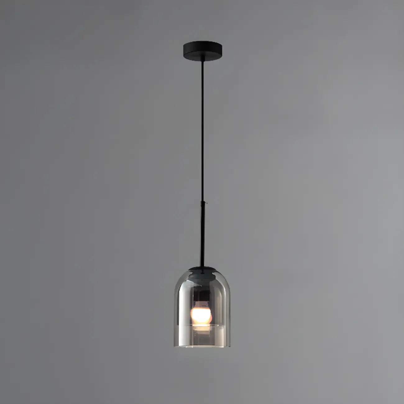 Modern Metal Gray Glass Cylinder Pendant Light