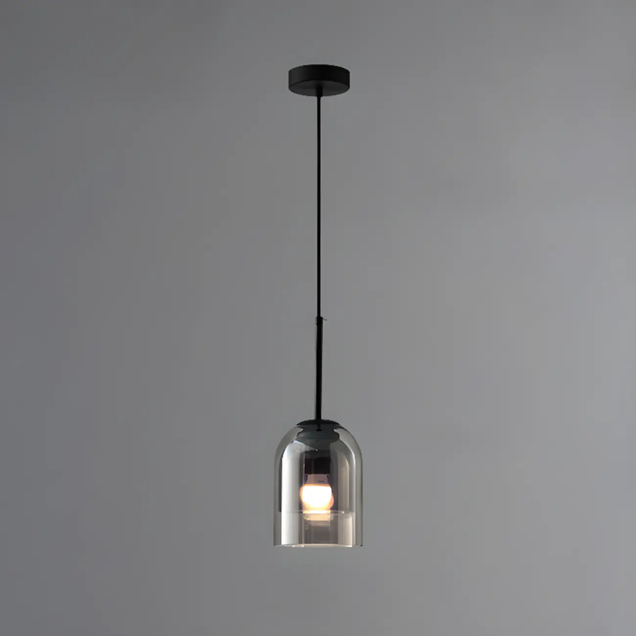 Modern Metal Gray Glass Cylinder Pendant Light