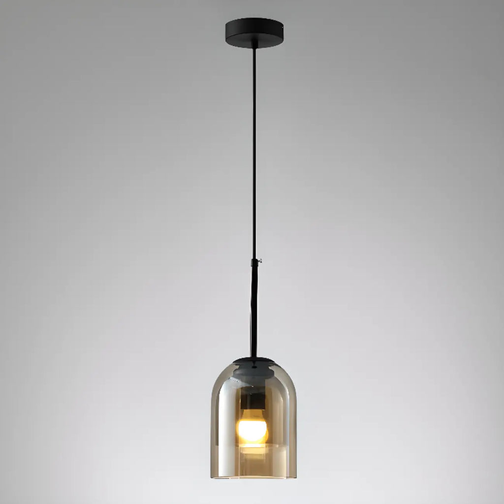 Modern Metal Gray Glass Cylinder Pendant Light