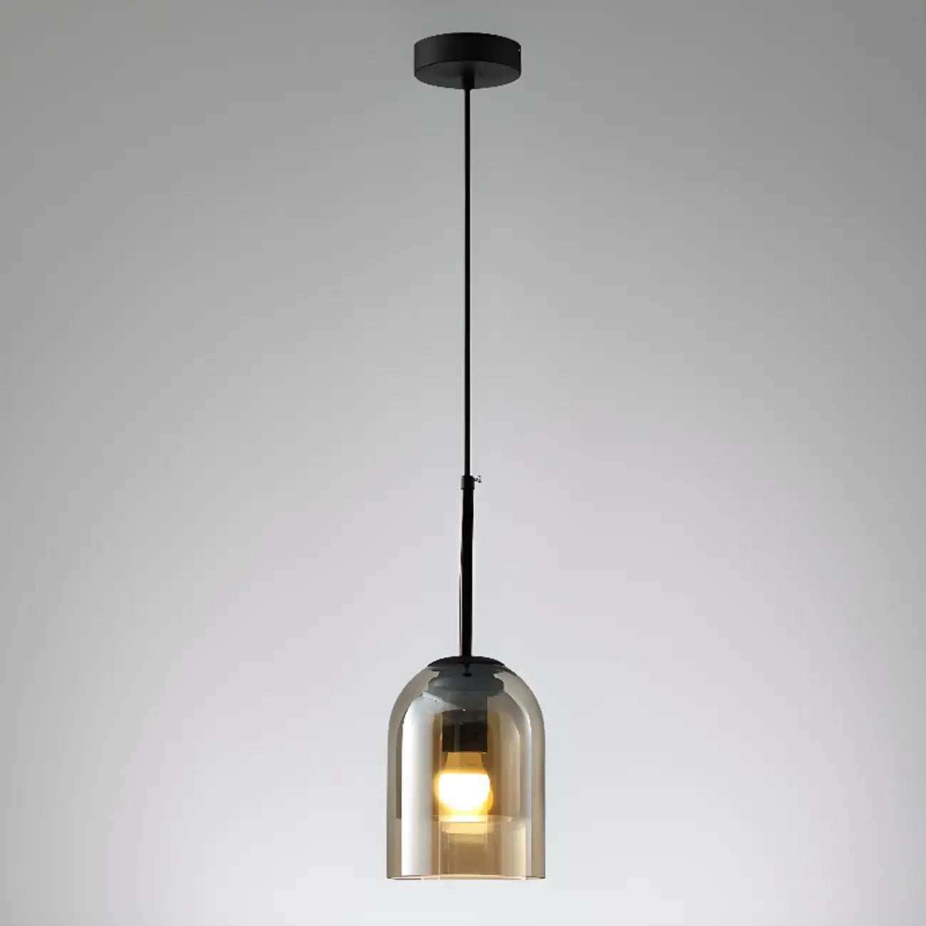 Modern Metal Gray Glass Cylinder Pendant Light