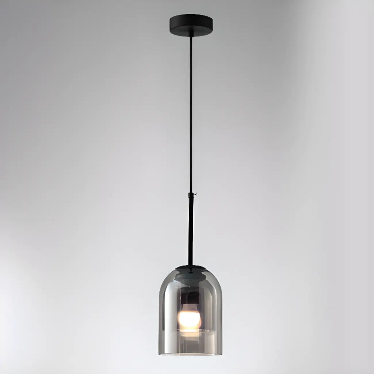 Modern Metal Gray Glass Cylinder Pendant Light