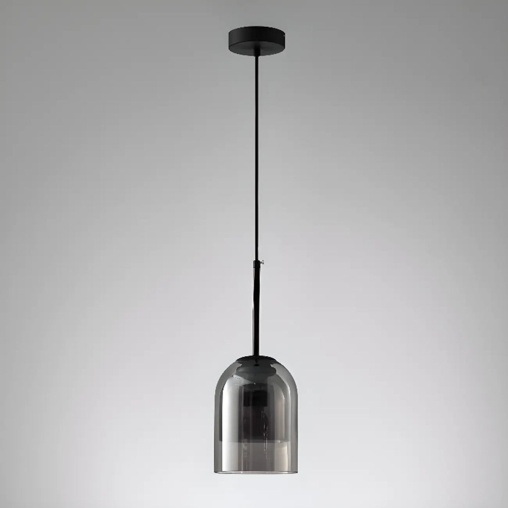 Modern Metal Gray Glass Cylinder Pendant Light