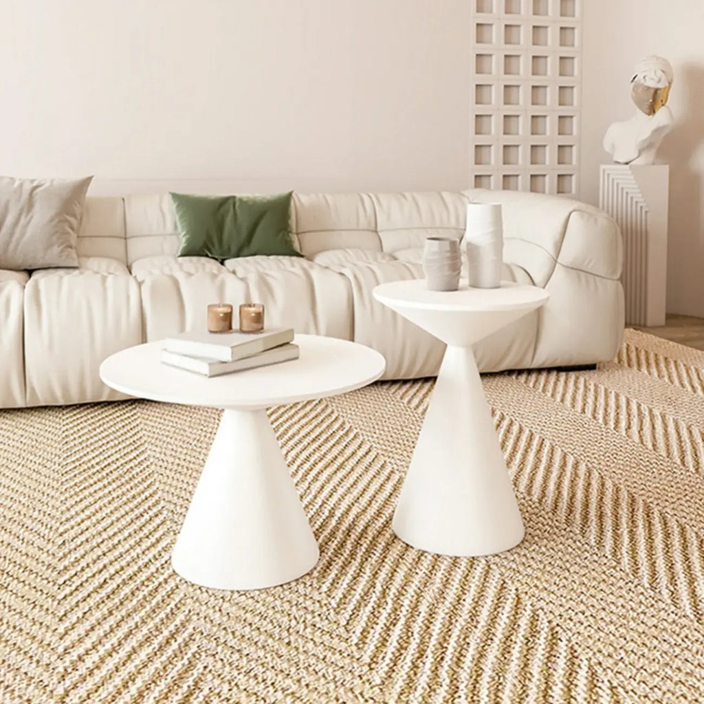 Modern Wood Coffee Table White Marble Base