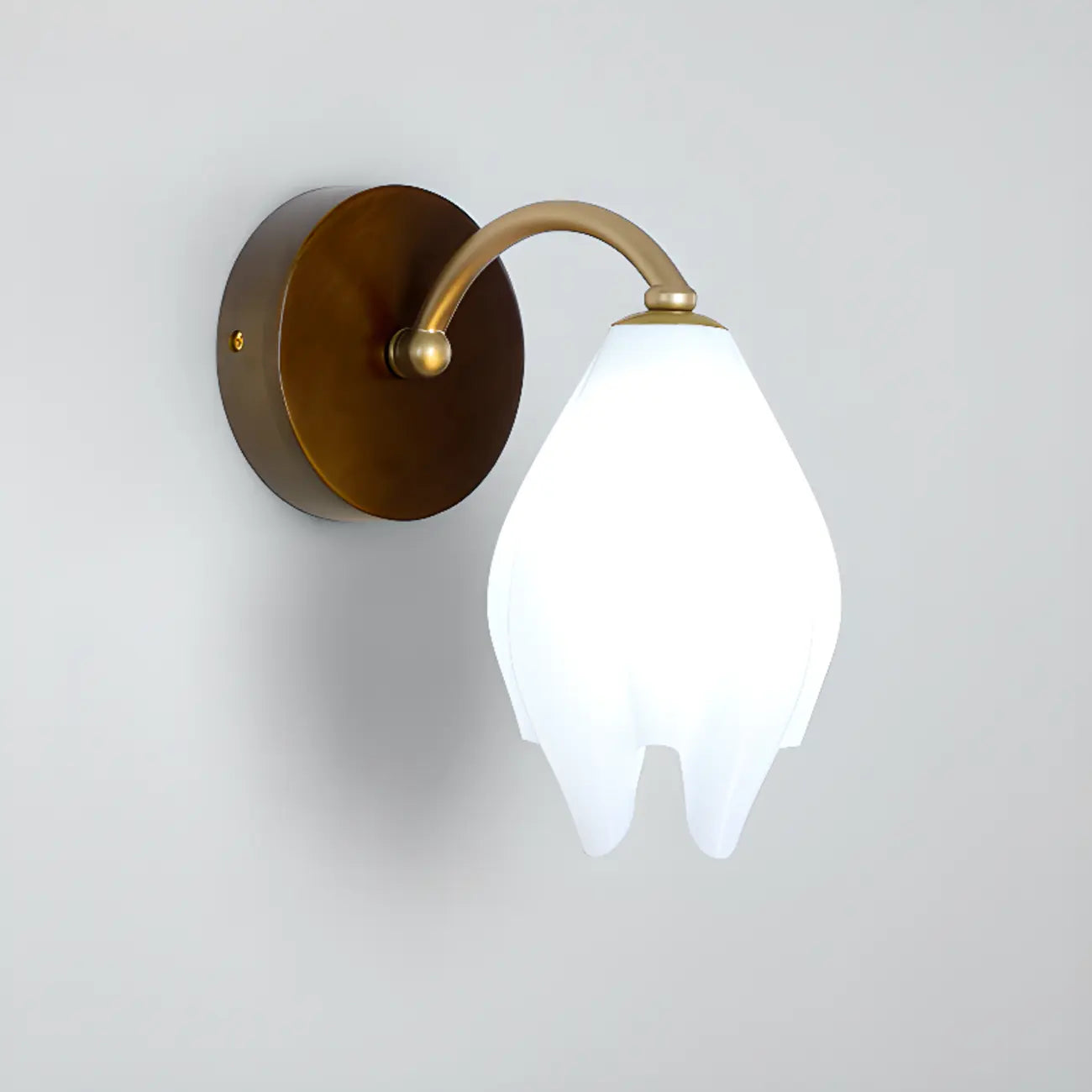 Modern White Tulip Wall Sconce with Wooden Base for Bedroom