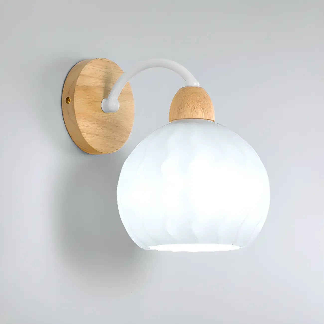 Modern White Tulip Wall Sconce with Wooden Base for Bedroom