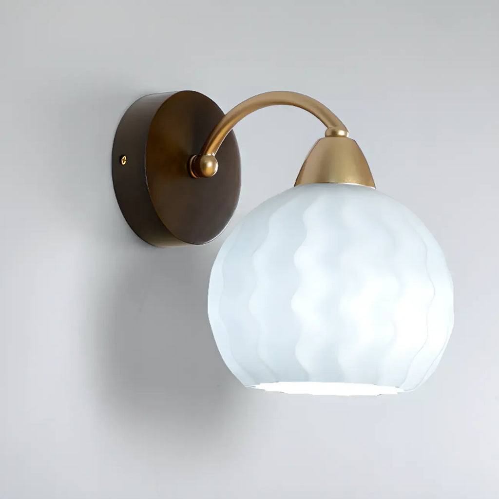 Modern White Tulip Wall Sconce with Wooden Base for Bedroom