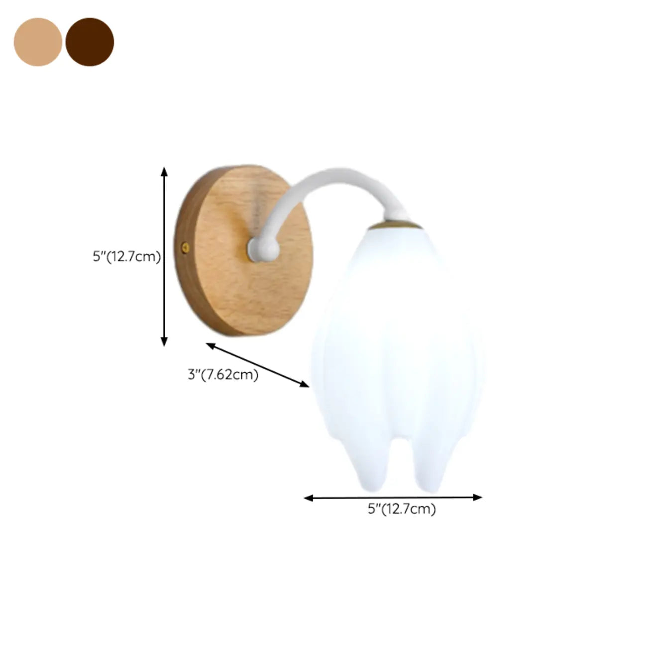 Modern White Tulip Wall Sconce with Wooden Base for Bedroom