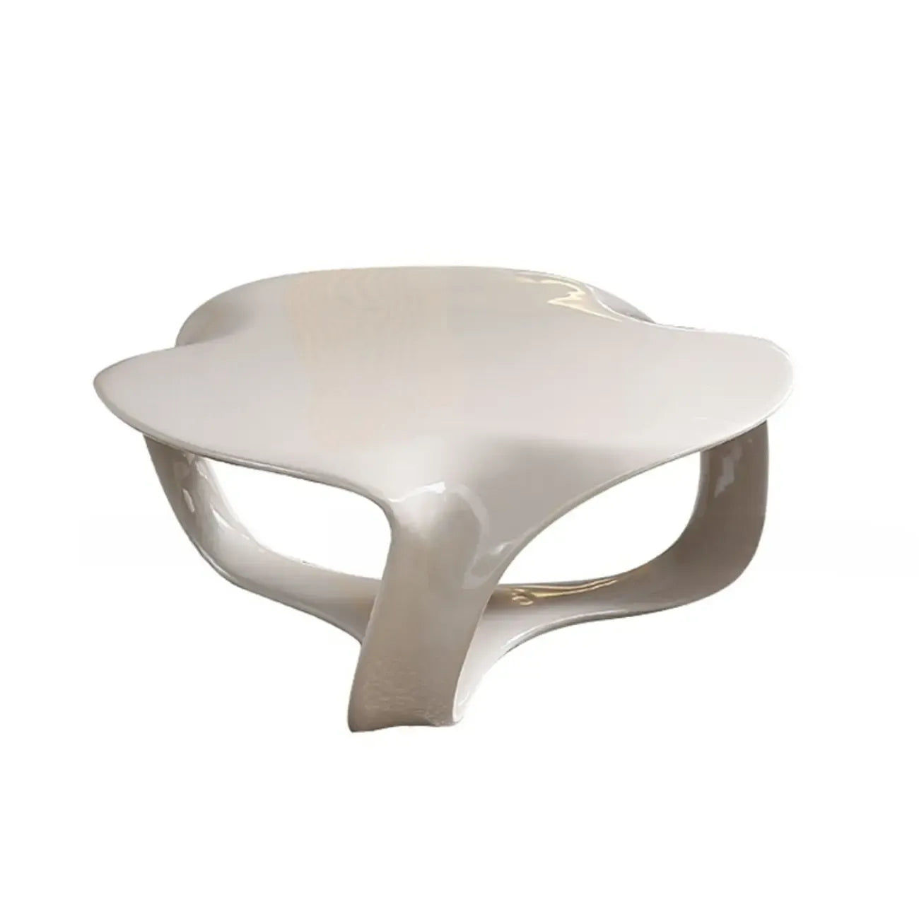 Round Wooden and Abstract Metal Coffee Table with Drawer