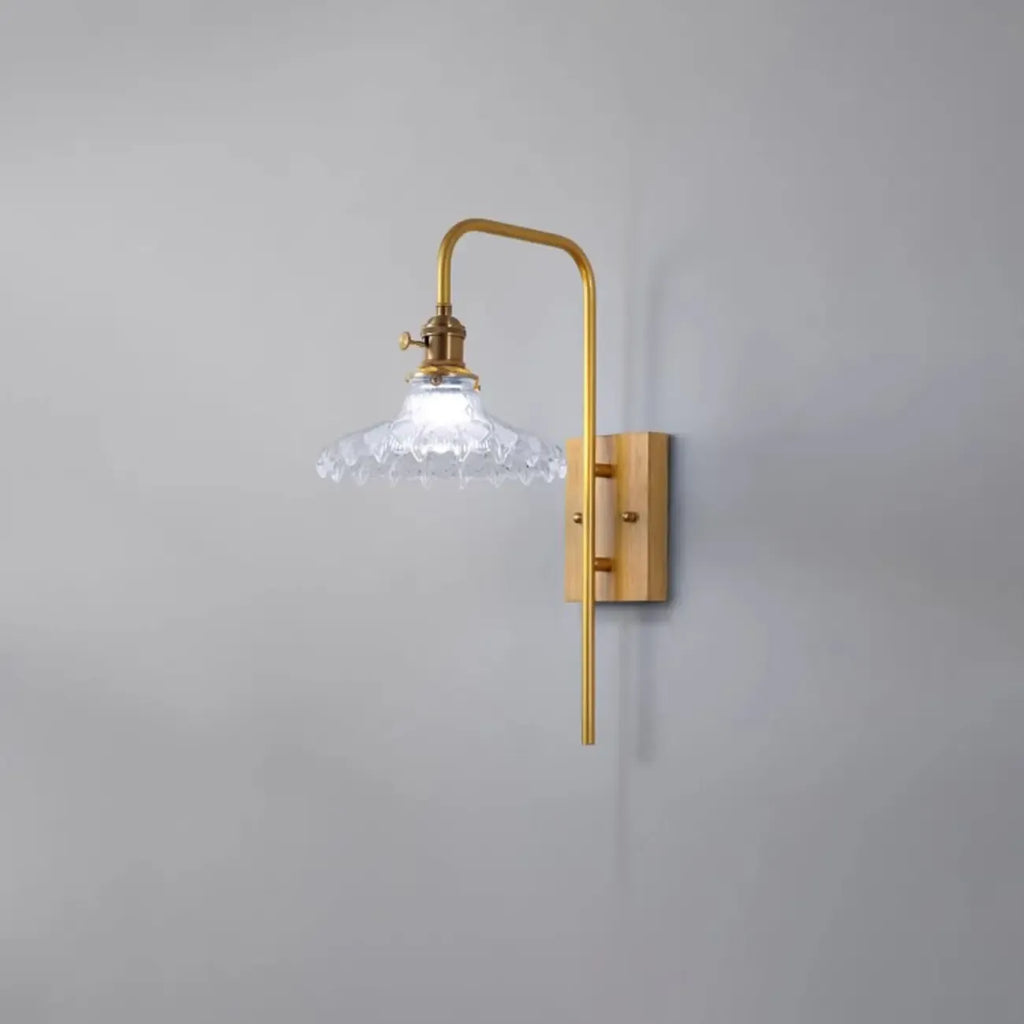 Industrial Indoor Wall Sconce with Shelf and Brass Finish