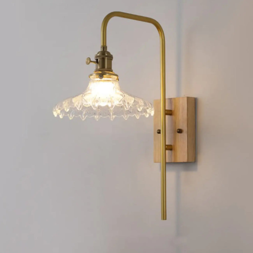 Industrial Indoor Wall Sconce with Shelf and Brass Finish