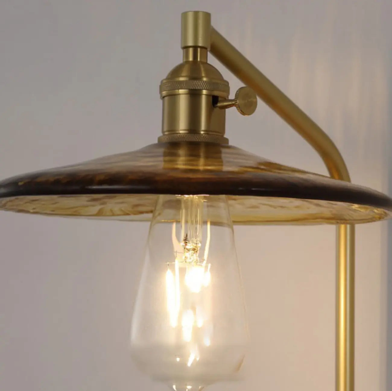 Industrial Indoor Wall Sconce with Shelf and Brass Finish