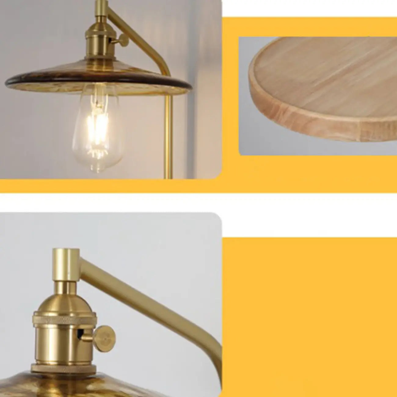 Industrial Indoor Wall Sconce with Shelf and Brass Finish