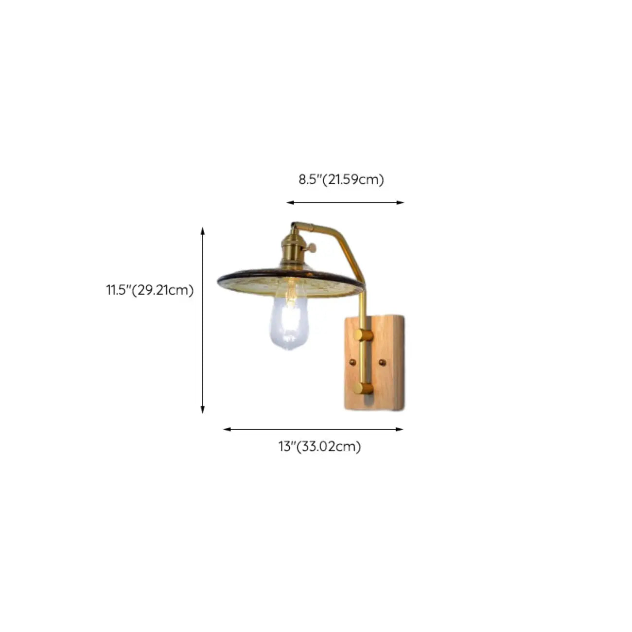 Industrial Indoor Wall Sconce with Shelf and Brass Finish
