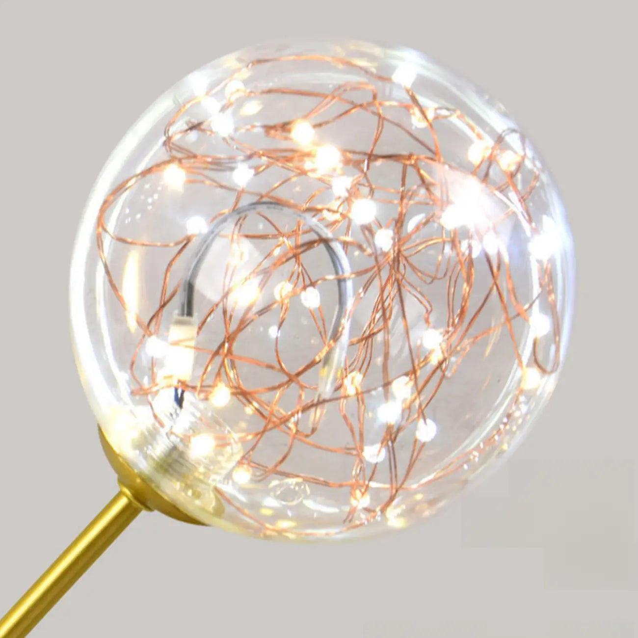 Crystal Globe Shade Gold Semi Flush Mount Light 3-Gear Dimming