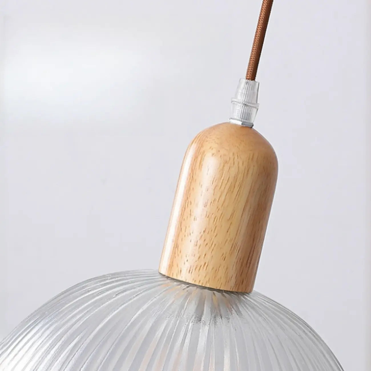 Adjustable Glass Dome Wooden Island Pendant Light  for Kitchen