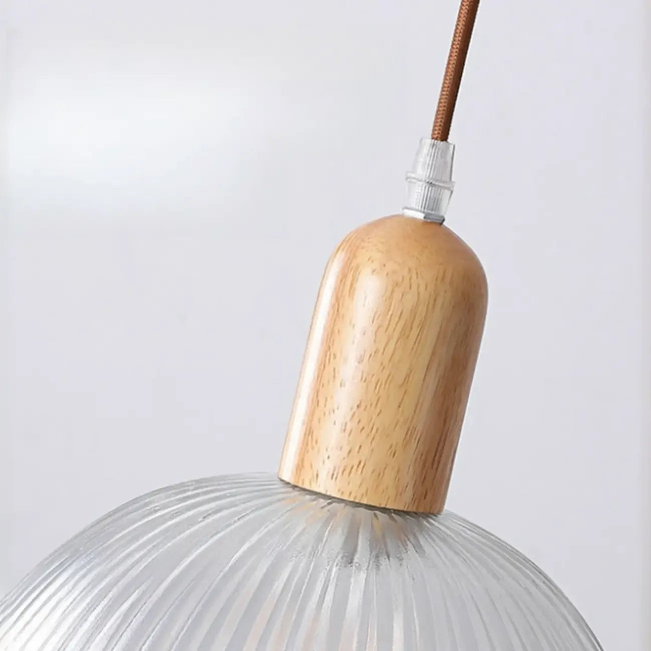 Adjustable Glass Dome Wooden Island Pendant Light  for Kitchen