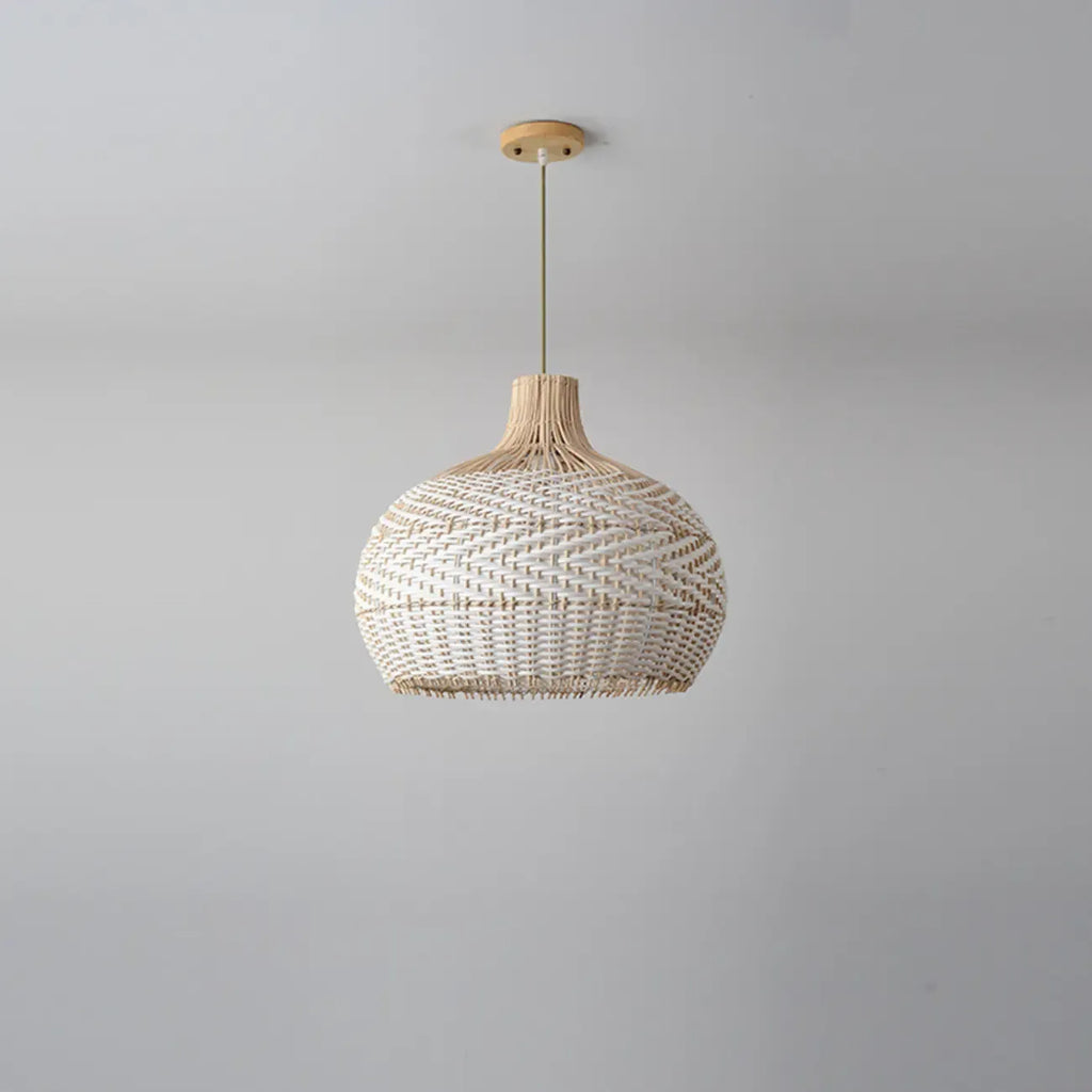Oriental Rattan Dome Pendant Light Large for Kitchen Dining