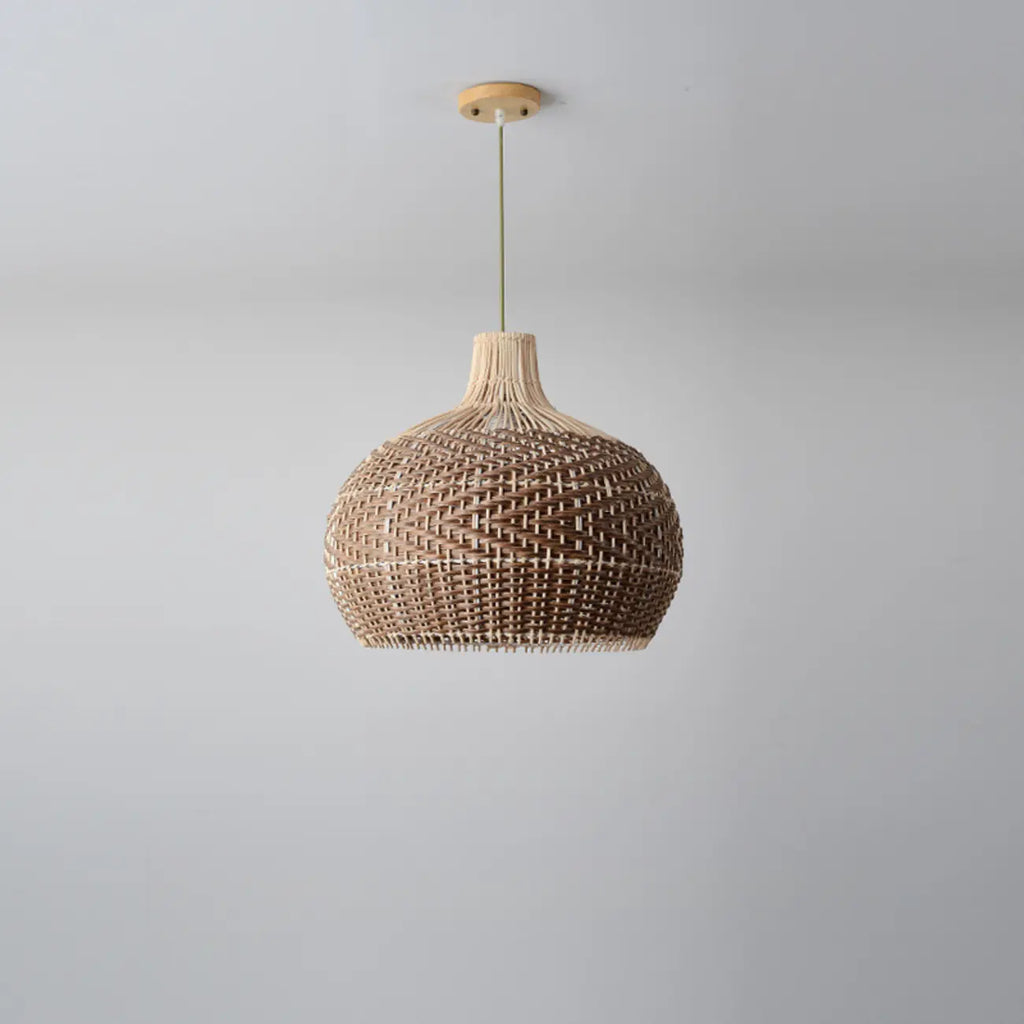 Oriental Rattan Dome Pendant Light Large for Kitchen Dining