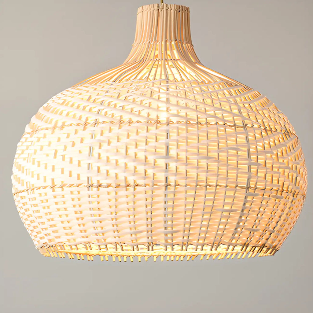 Oriental Rattan Dome Pendant Light Large for Kitchen Dining