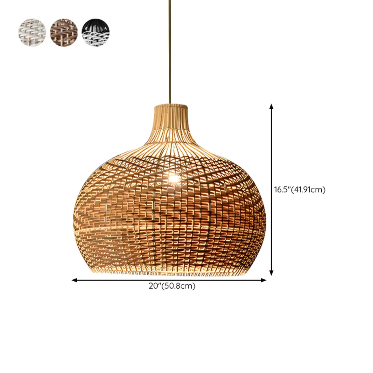 Oriental Rattan Dome Pendant Light Large for Kitchen Dining