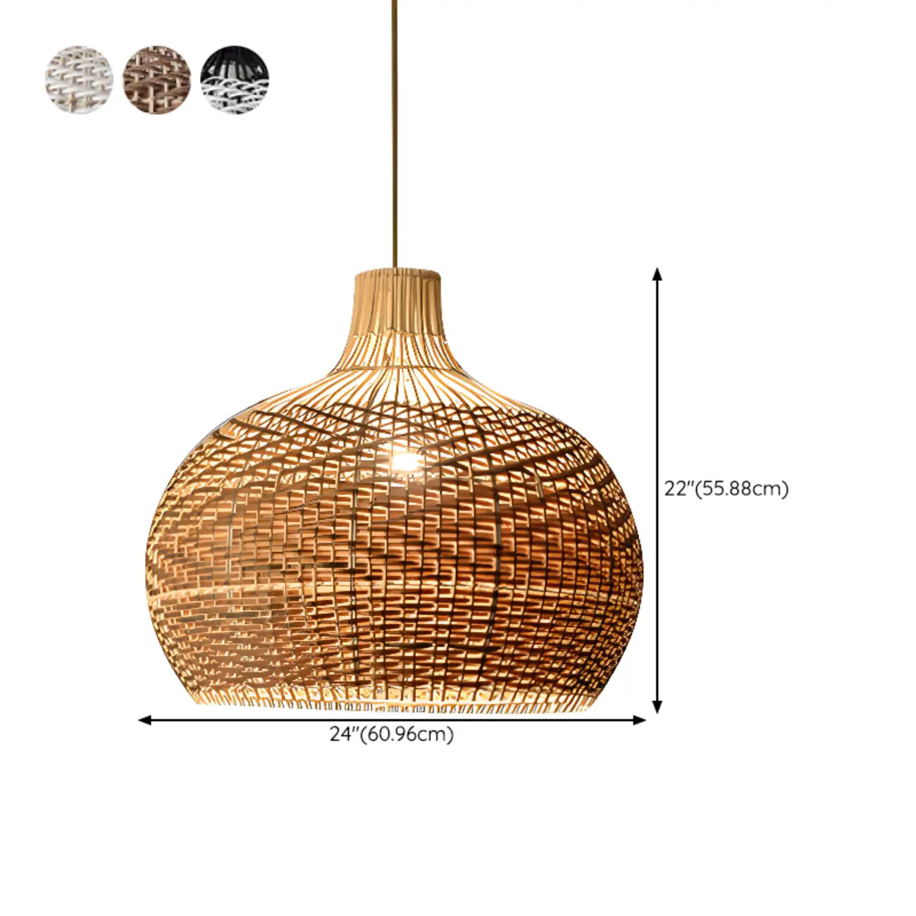 Oriental Rattan Dome Pendant Light Large for Kitchen Dining