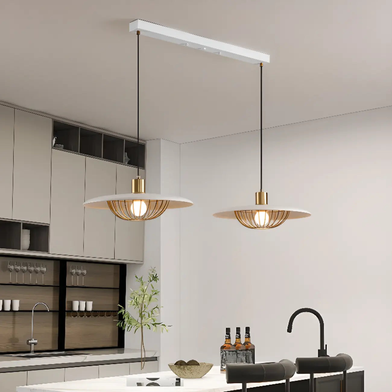 Modern Black Metal Island Pendant Light for Kitchen