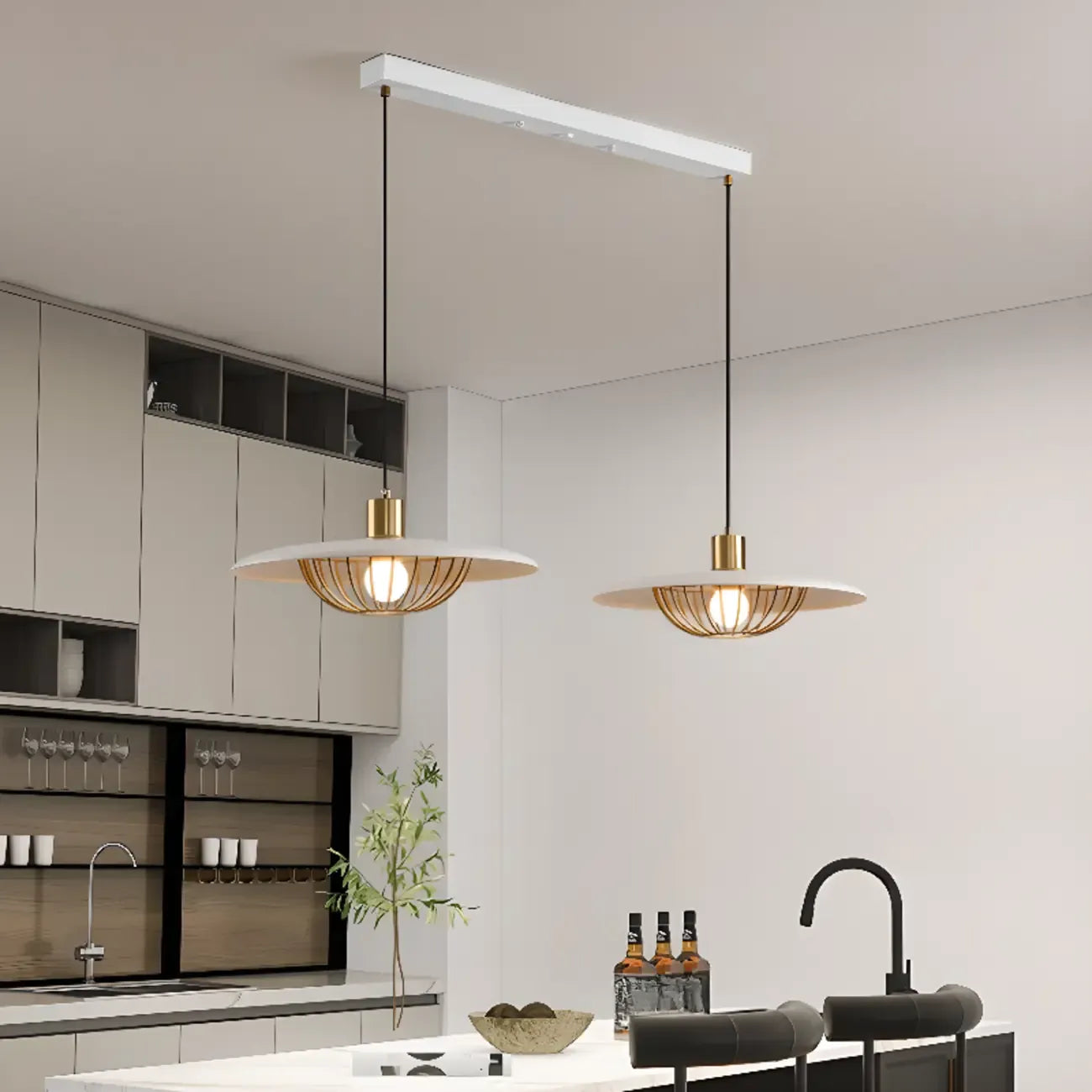 Modern Black Metal Island Pendant Light for Kitchen