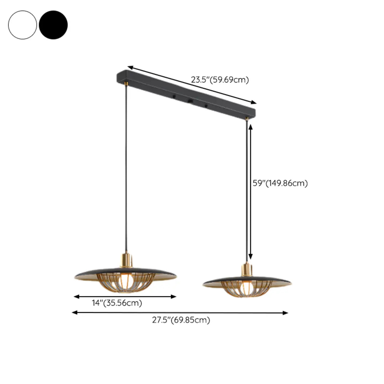 Modern Black Metal Island Pendant Light for Kitchen