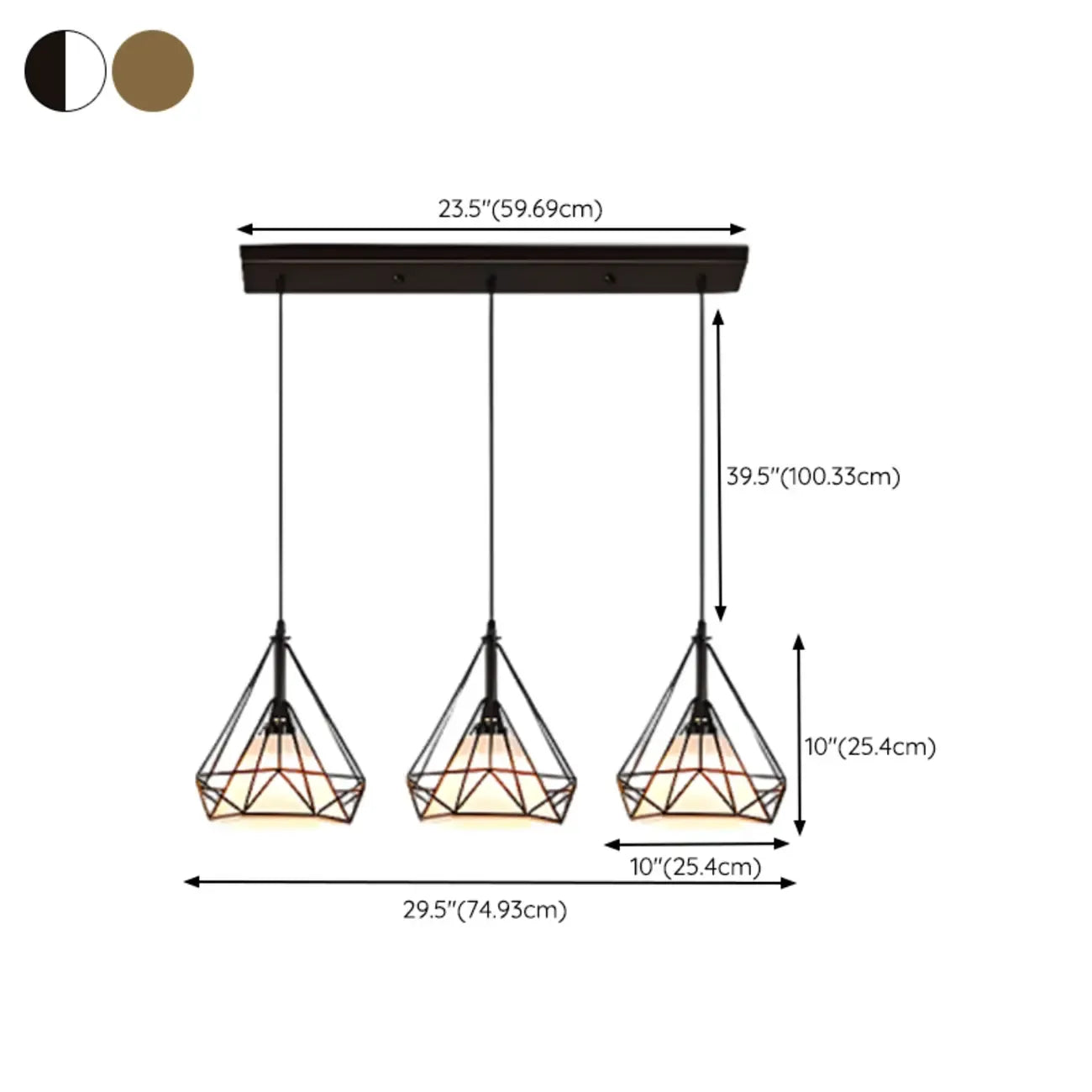 Modern Black Metal Rhombus Island Pendant Light for Kitchen