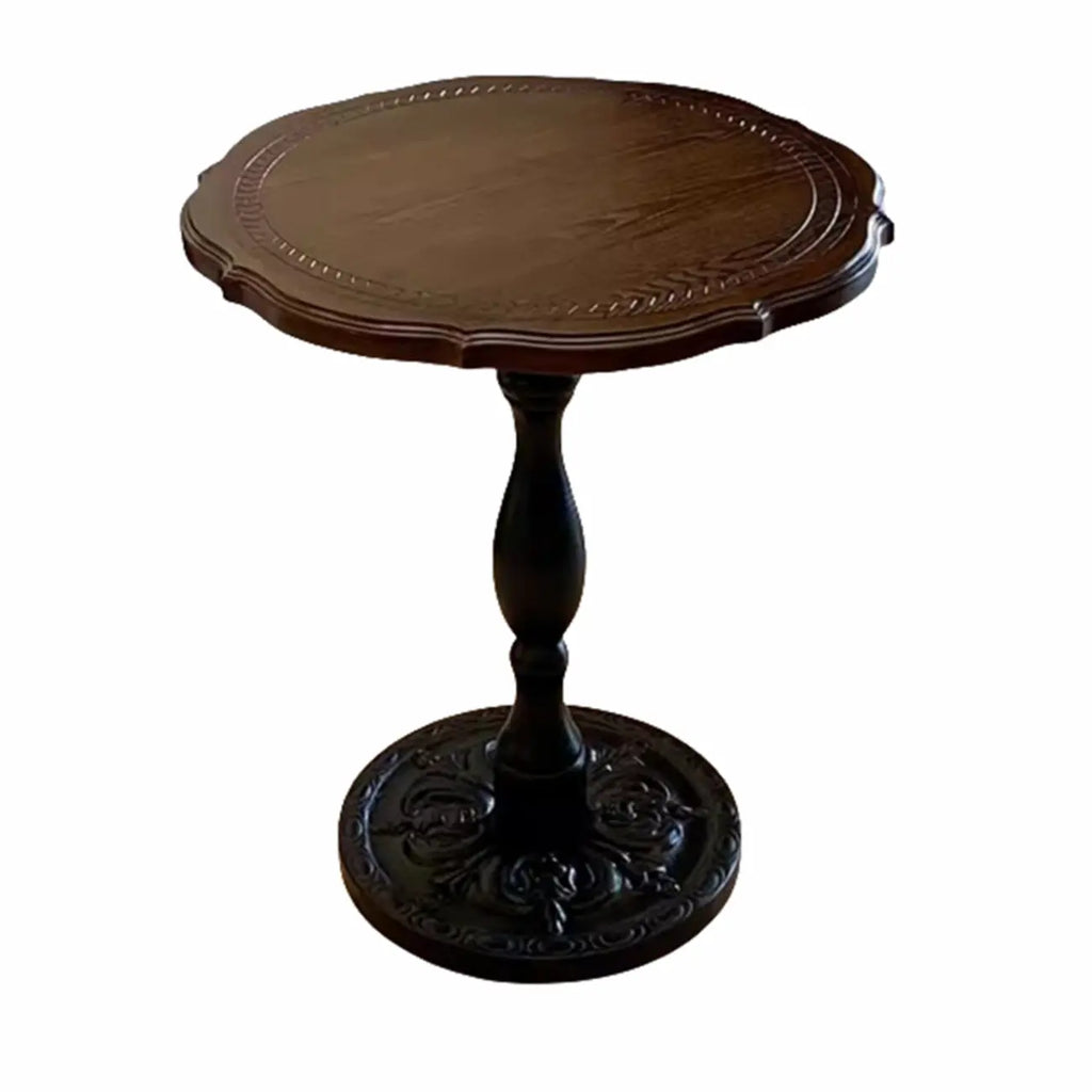 Contemporary Brown Wood Round Side Table