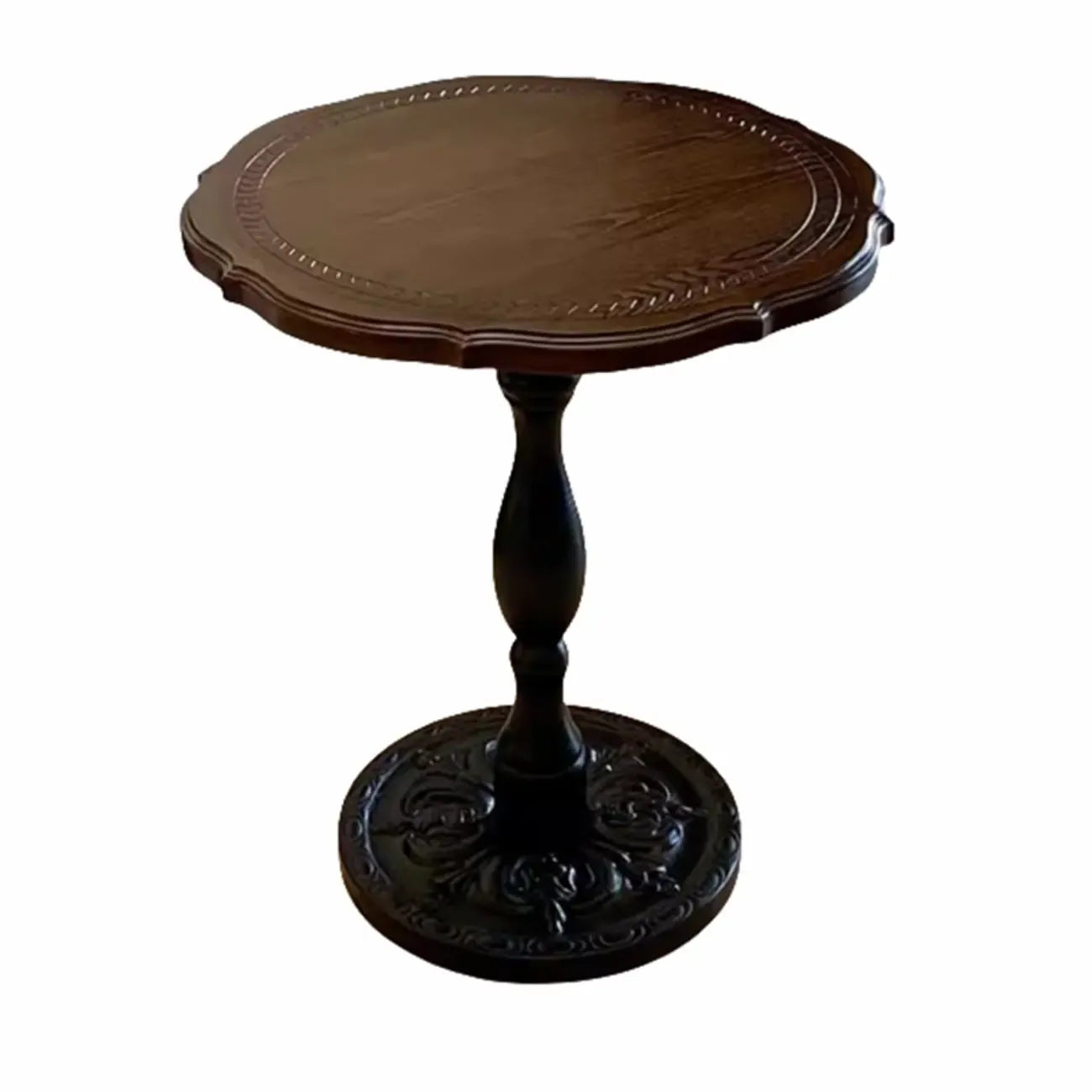 Contemporary Brown Wood Round Side Table
