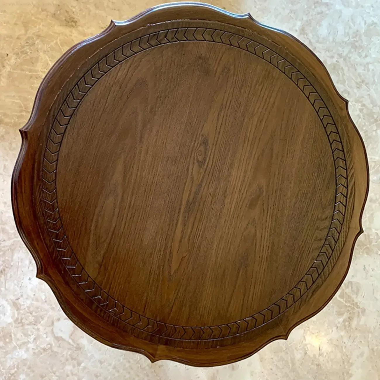 Contemporary Brown Wood Round Side Table