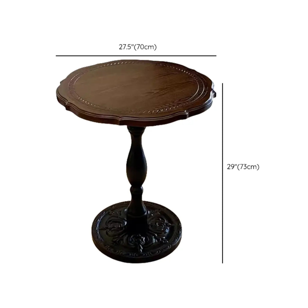 Contemporary Brown Wood Round Side Table