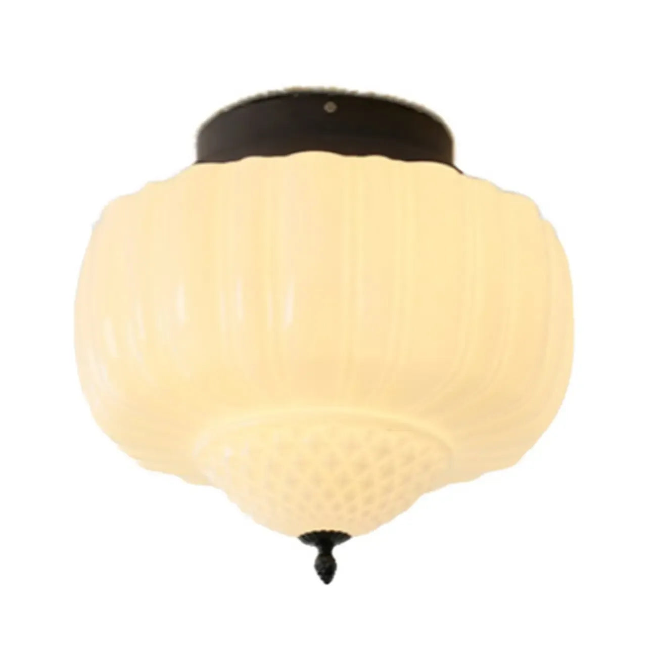 Mini Modern Round Drum Glass Semi Flush Ceiling Light