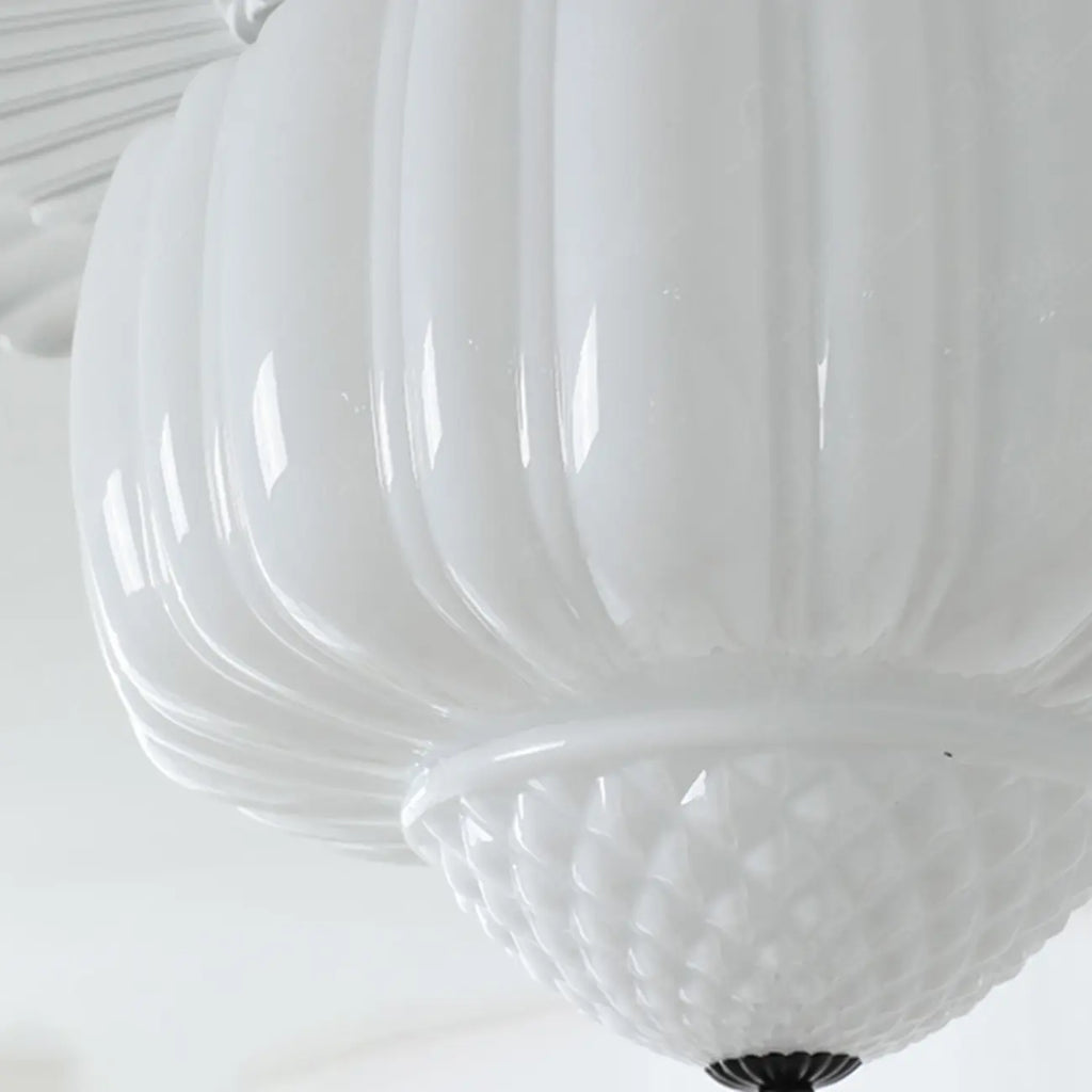 Mini Modern Round Drum Glass Semi Flush Ceiling Light