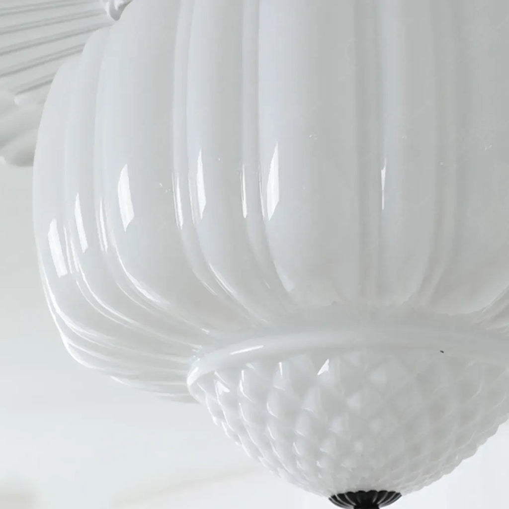 Mini Modern Round Drum Glass Semi Flush Ceiling Light