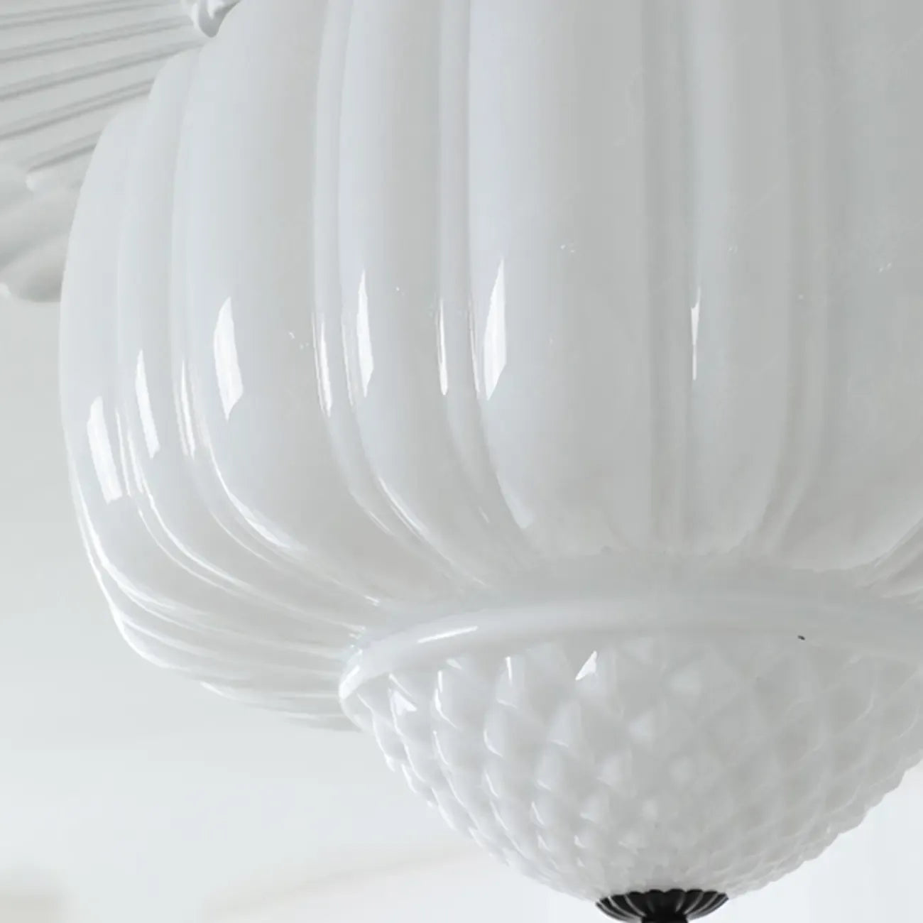 Mini Modern Round Drum Glass Semi Flush Ceiling Light