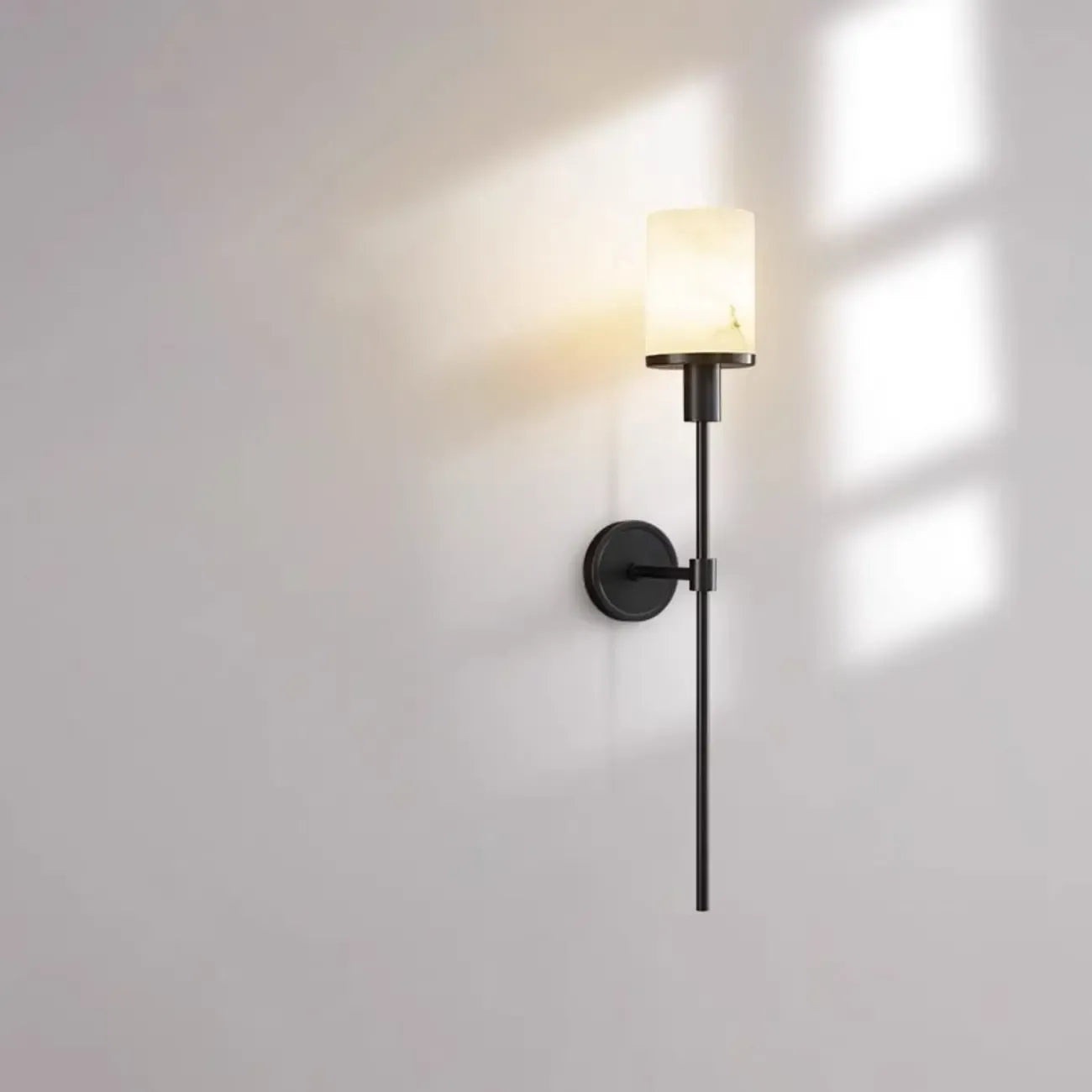 Modern Black Wall light with Sintered Stone Shade