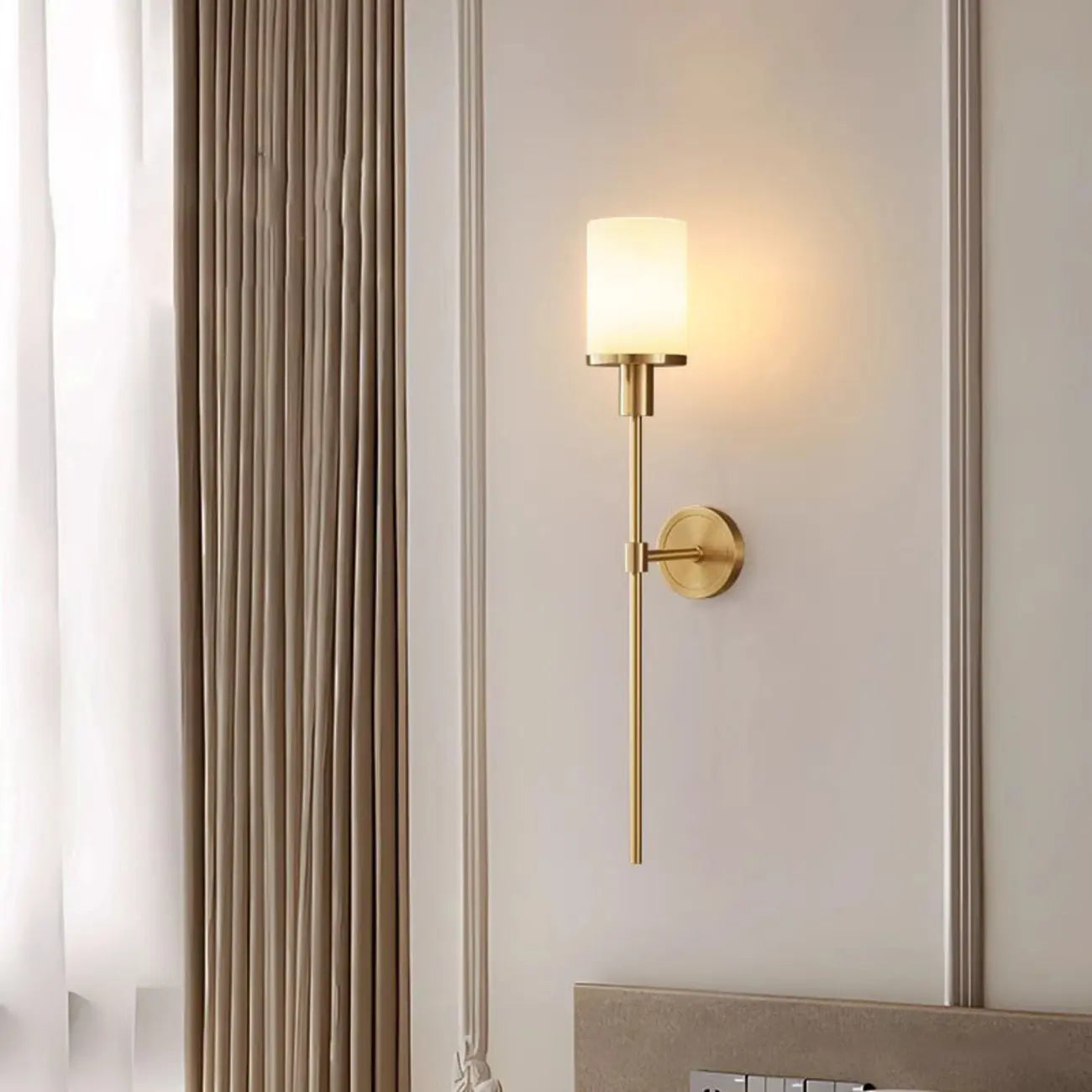 Modern Black Wall light with Sintered Stone Shade