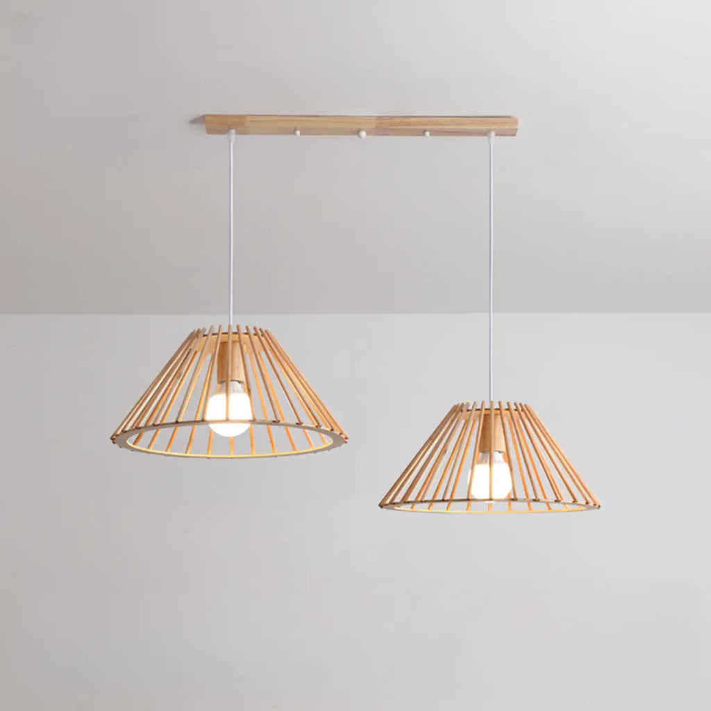 2-Light Modern Wood Island Pendant Light for Kitchen