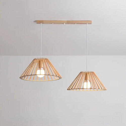 2-Light Modern Wood Island Pendant Light for Kitchen
