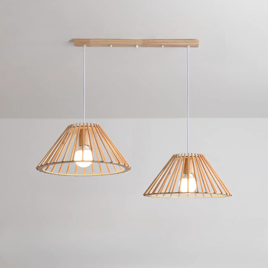 2-Light Modern Wood Island Pendant Light for Kitchen