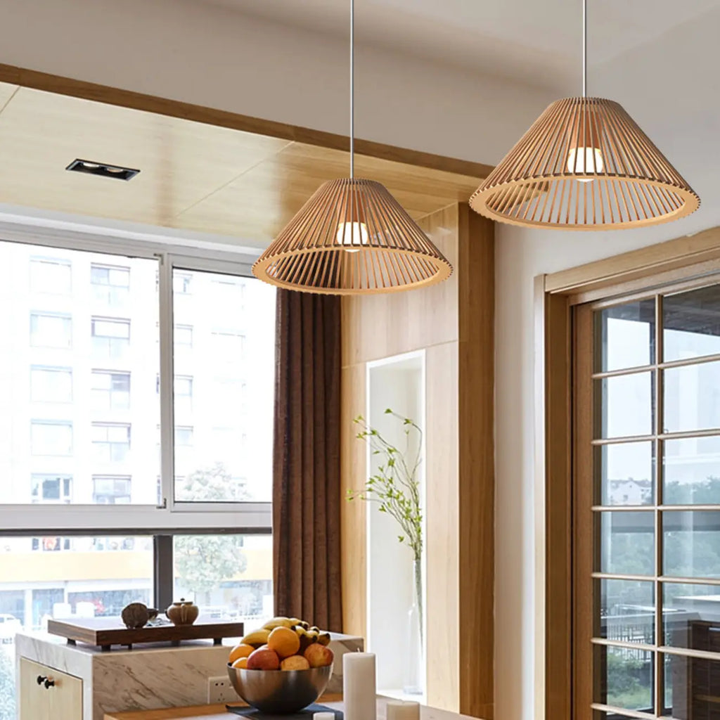 2-Light Modern Wood Island Pendant Light for Kitchen