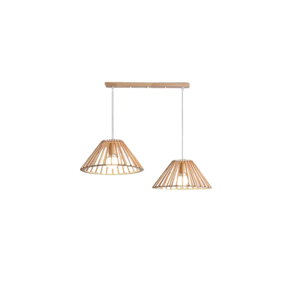 2-Light Modern Wood Island Pendant Light for Kitchen