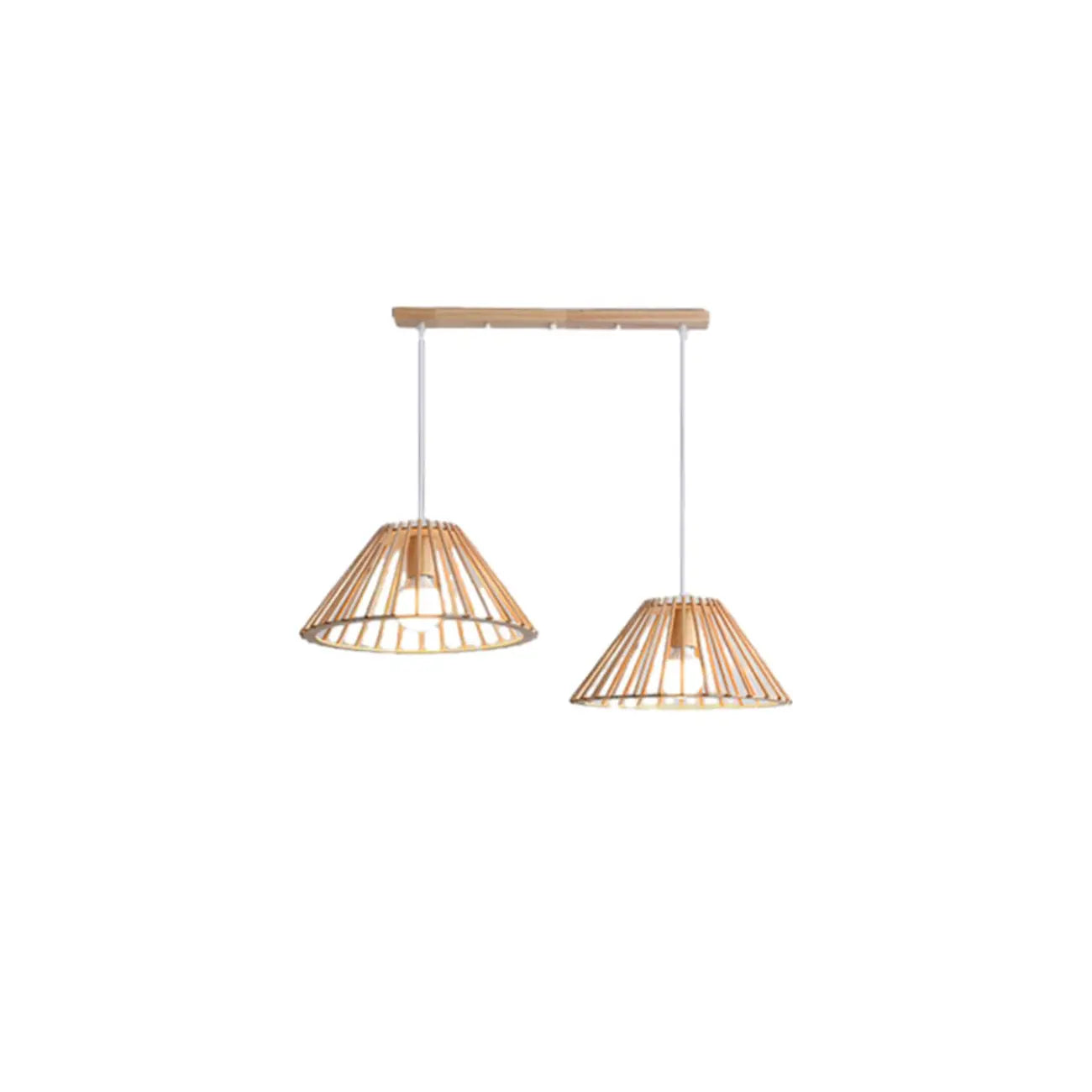 2-Light Modern Wood Island Pendant Light for Kitchen