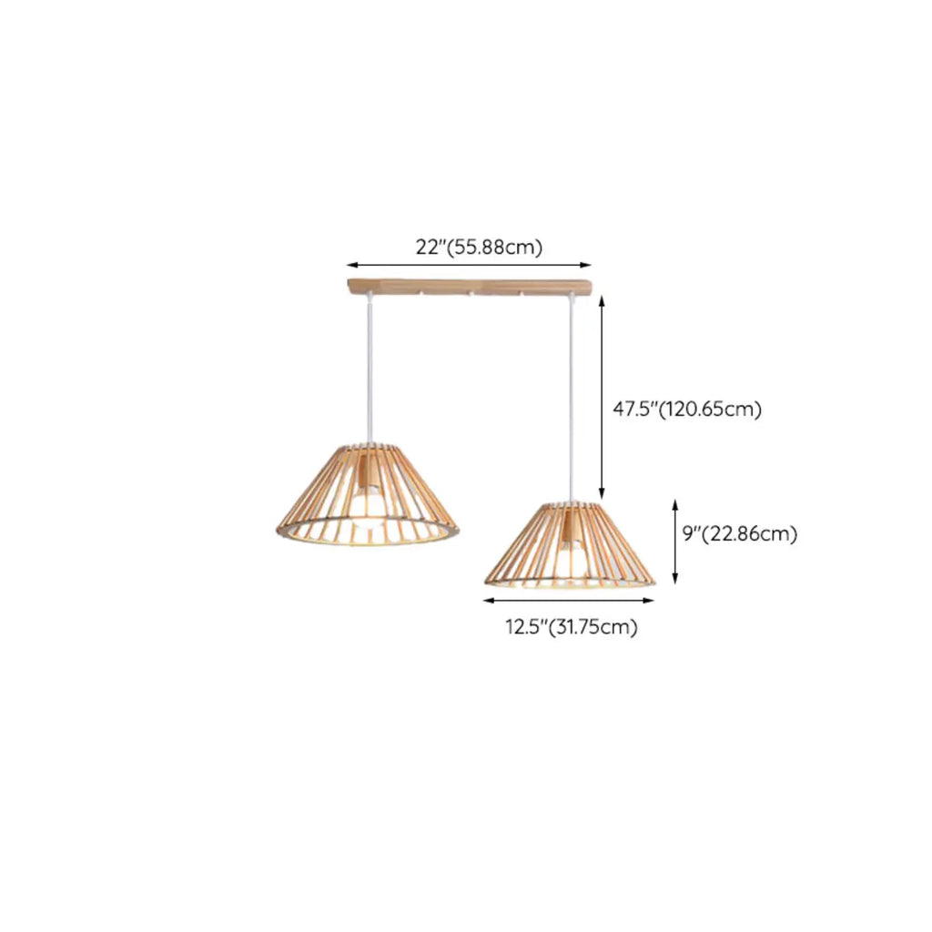 2-Light Modern Wood Island Pendant Light for Kitchen