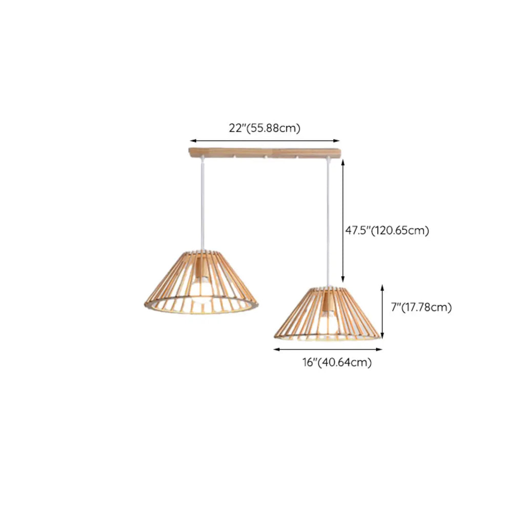 2-Light Modern Wood Island Pendant Light for Kitchen