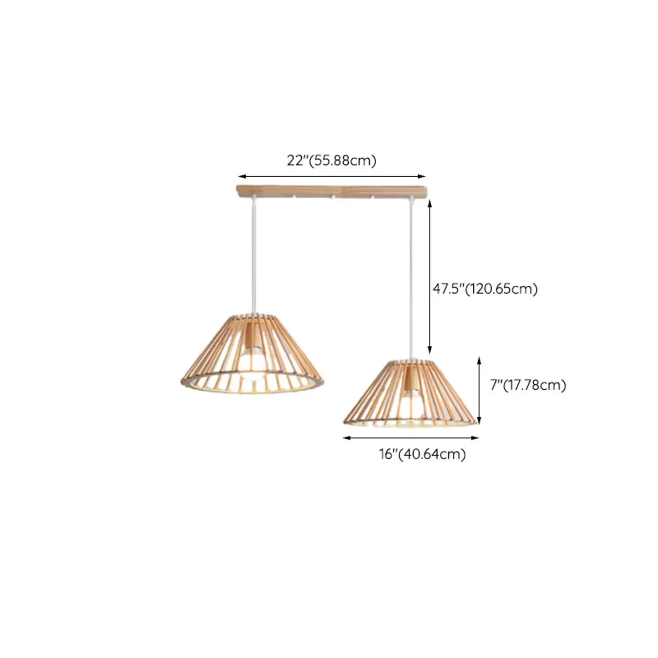 2-Light Modern Wood Island Pendant Light for Kitchen